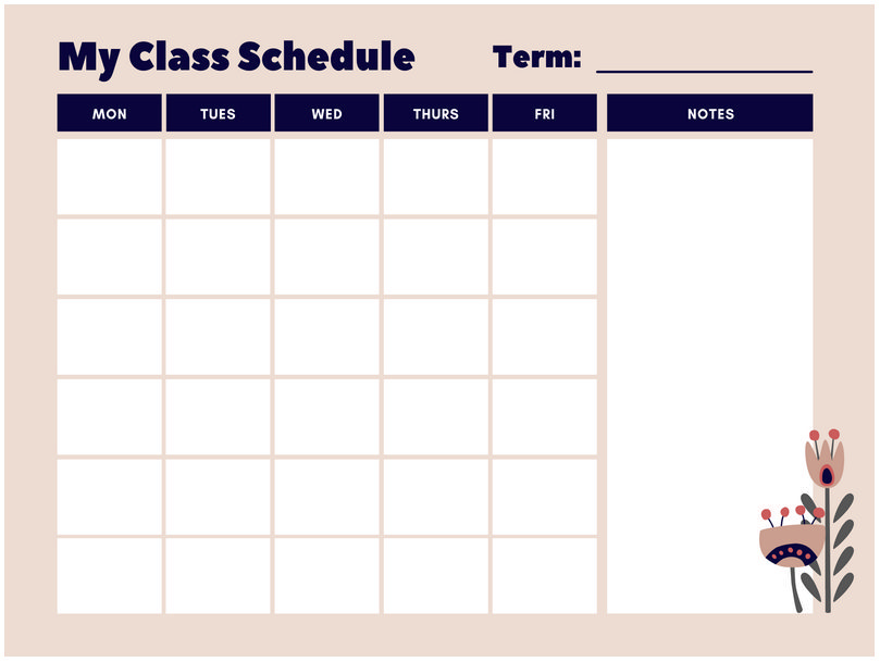 Template For Class Schedule 13