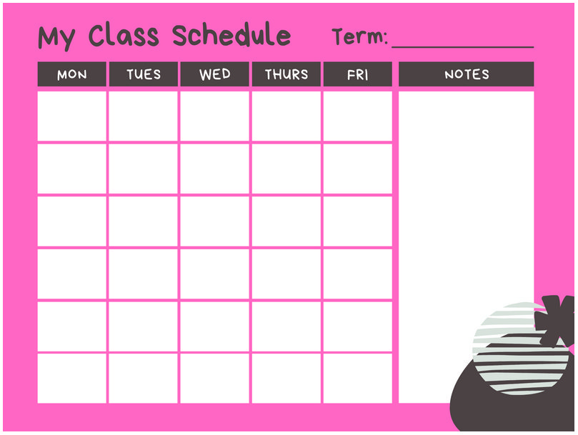 Template For Class Schedule 14