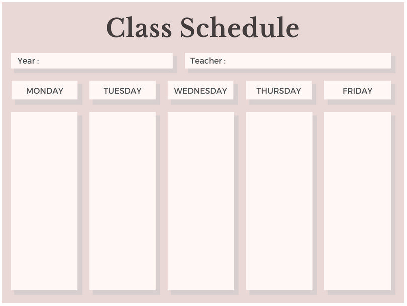 Template For Class Schedule 15