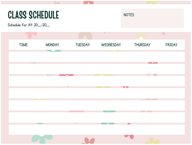 Template For Class Schedule 16