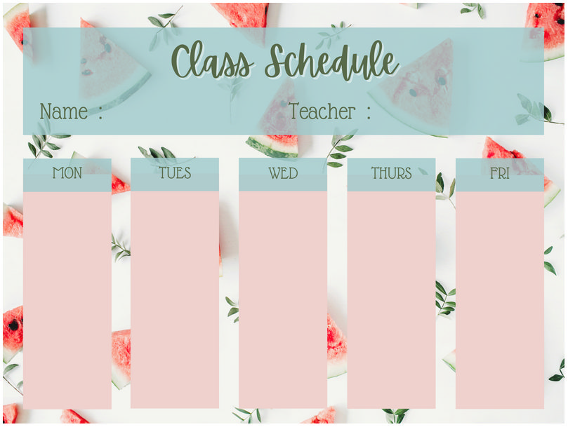 Template For Class Schedule 17