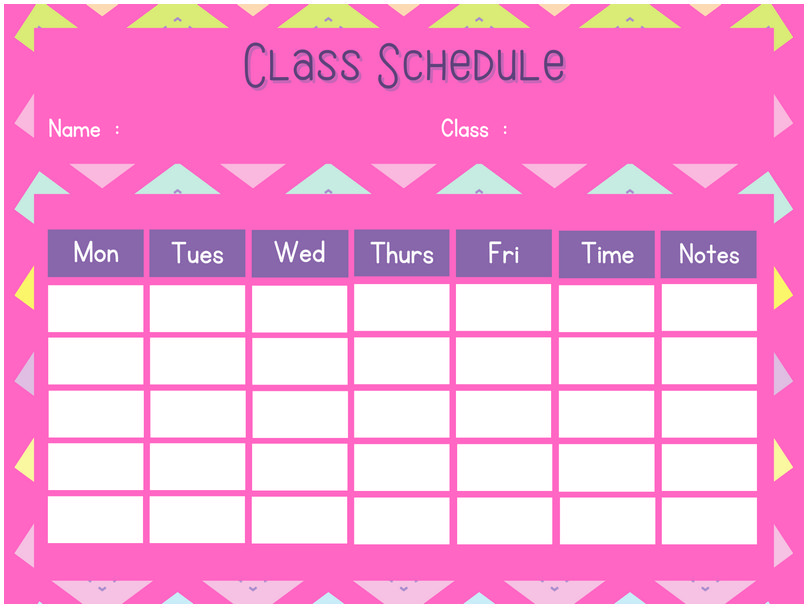 Template For Class Schedule 20