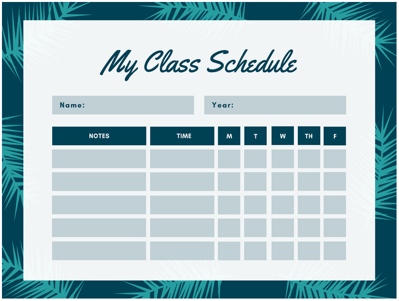 Template For Class Schedule 21