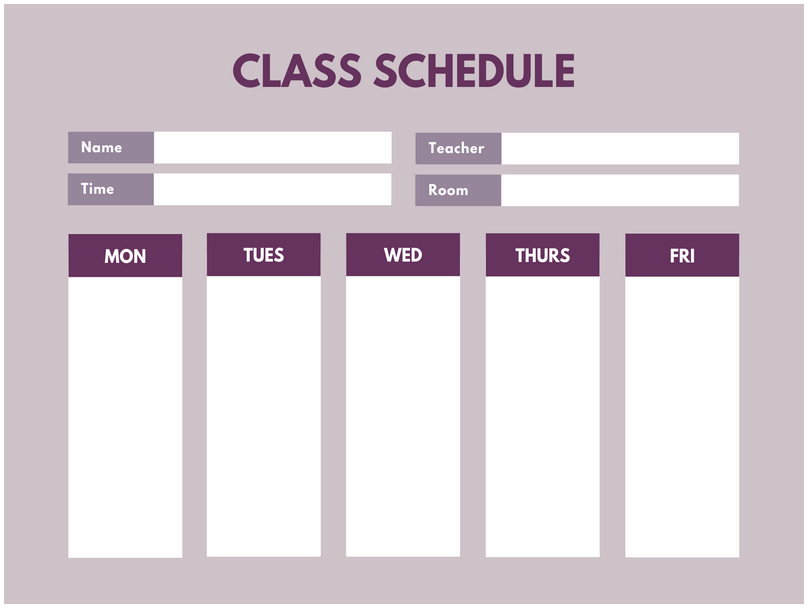 Template For Class Schedule 22
