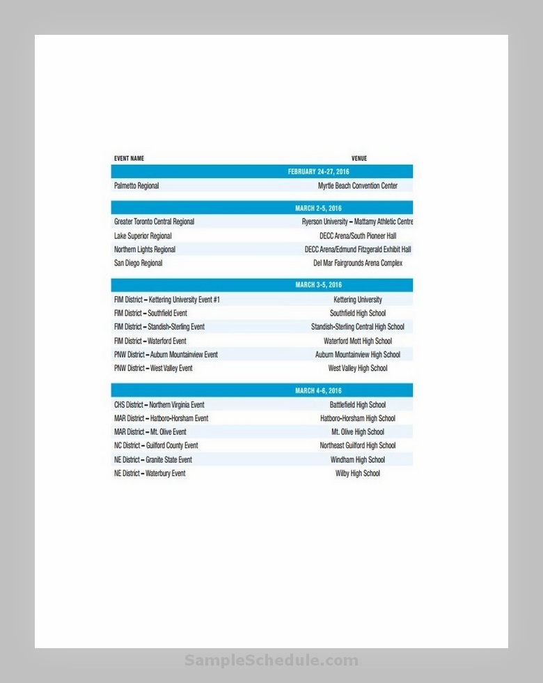 Template For Schedule Of Events 01