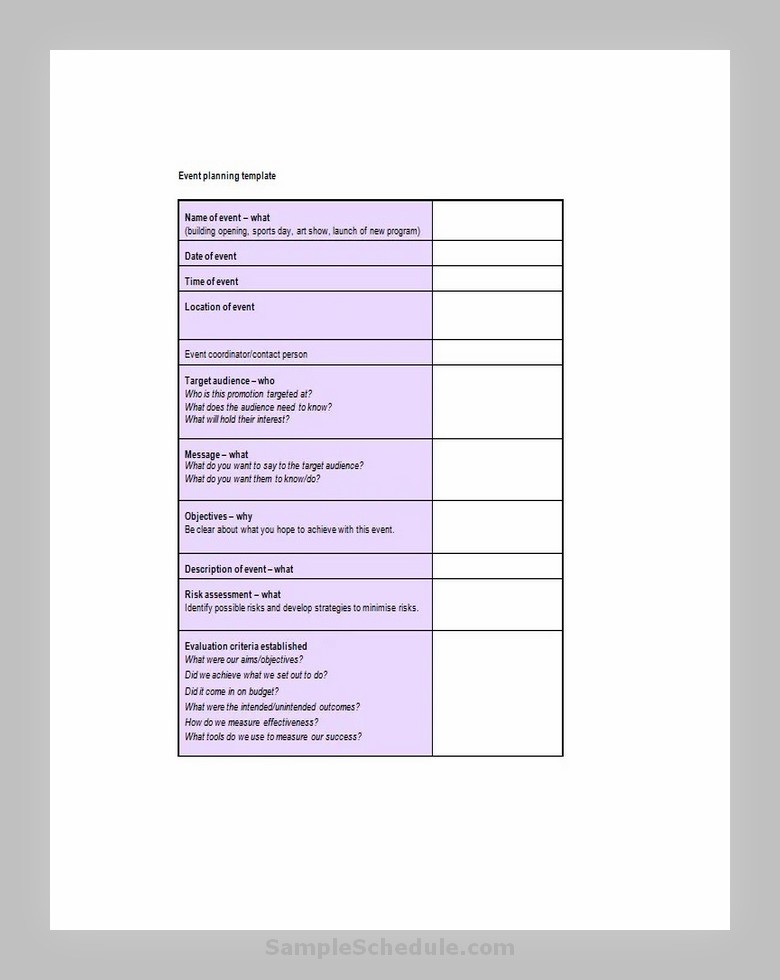 Template For Schedule Of Events 06