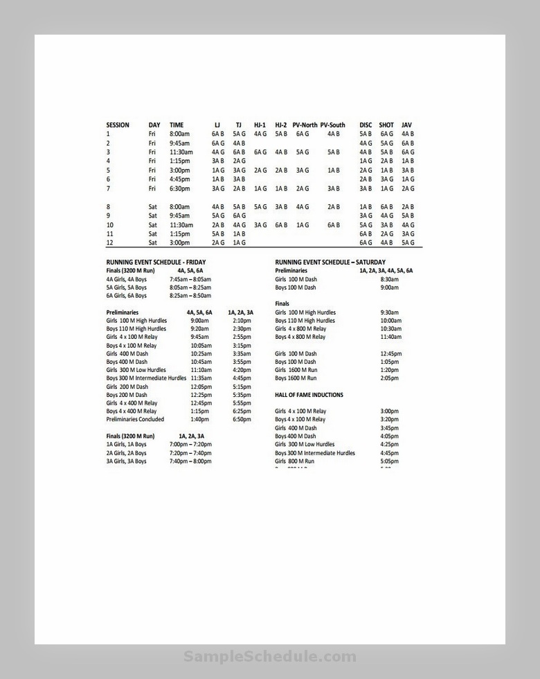 Template For Schedule Of Events 09