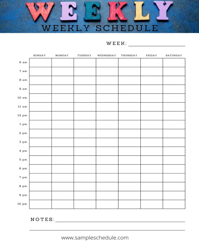 Template For Weekly Schedule 01