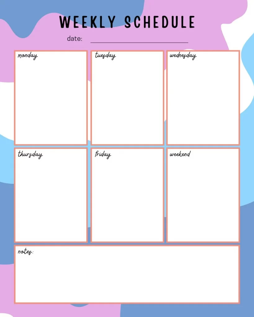 Template For Weekly Schedule 12