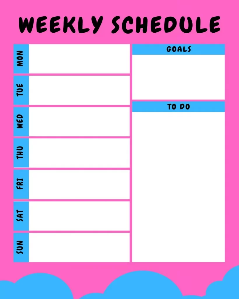 Template For Weekly Schedule 13