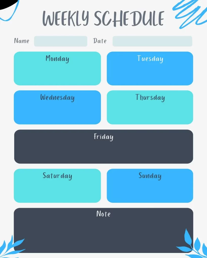 Template For Weekly Schedule 14