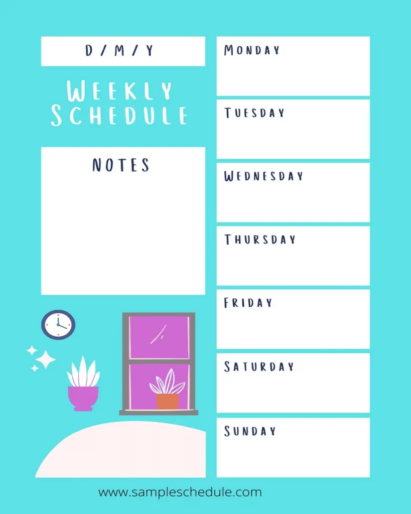 Template For Weekly Schedule 15