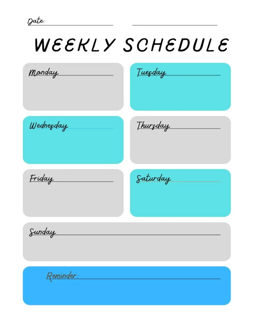 Template For Weekly Schedule 16