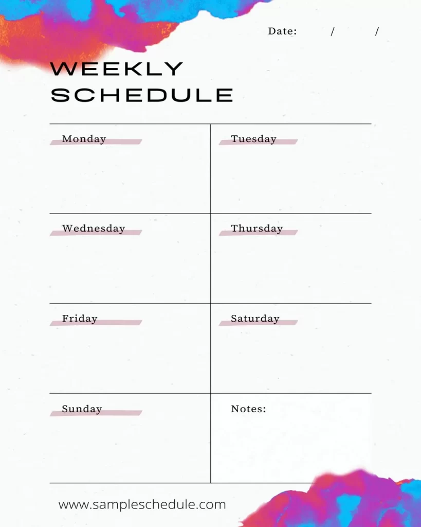 Template For Weekly Schedule 18