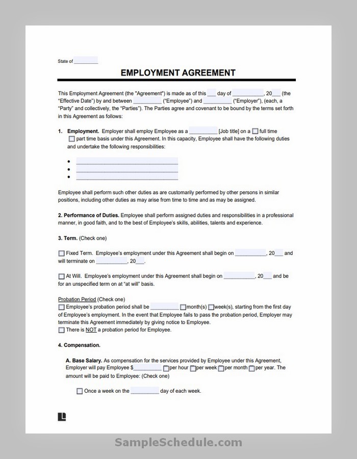 Template for Employment Contract
