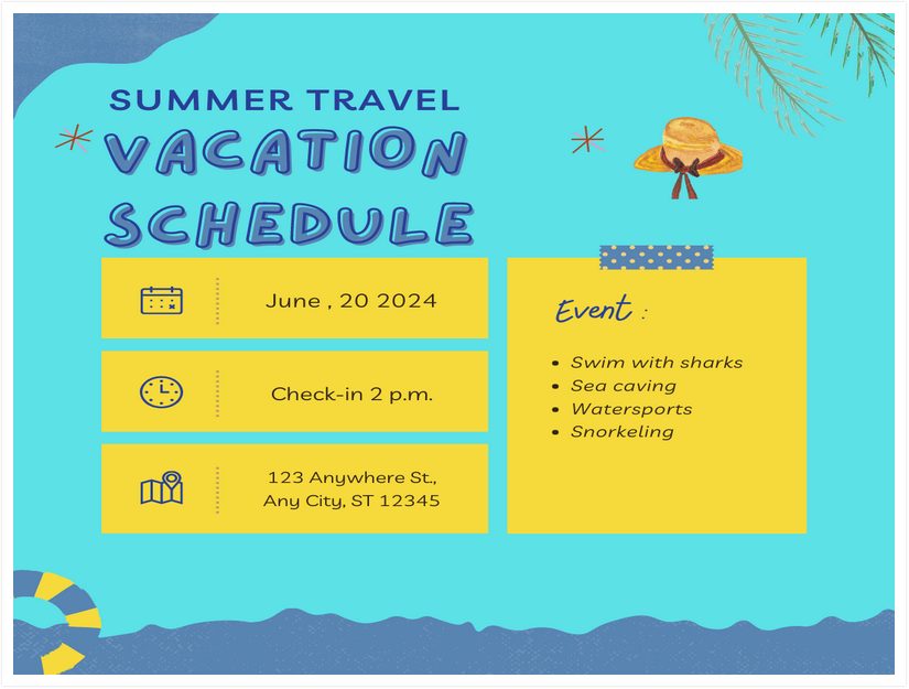 Vacation Schedule Calendar Template
