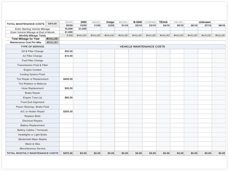 Vehicle Maintenance Schedule template 06