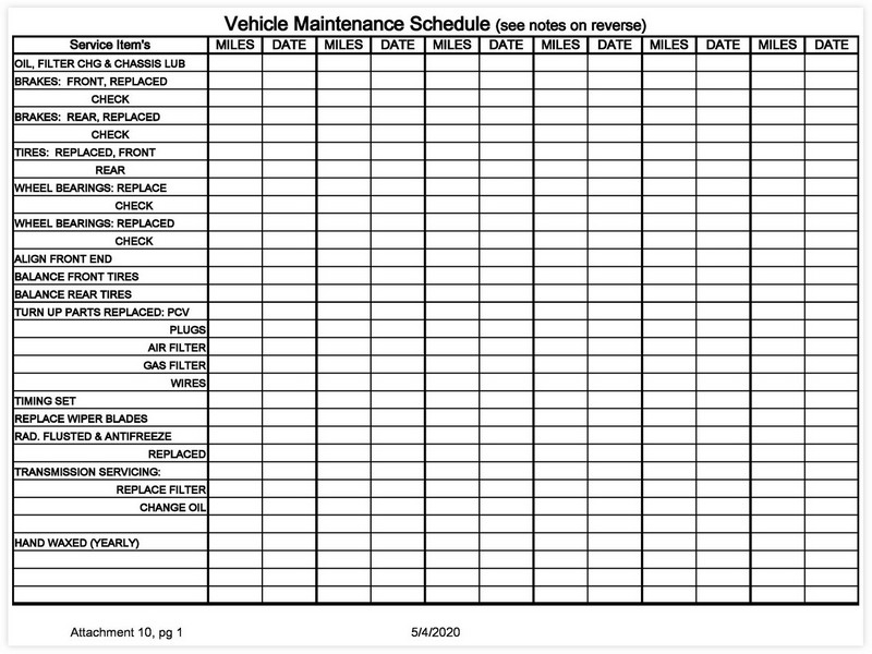 Vehicle Maintenance Schedule template 09