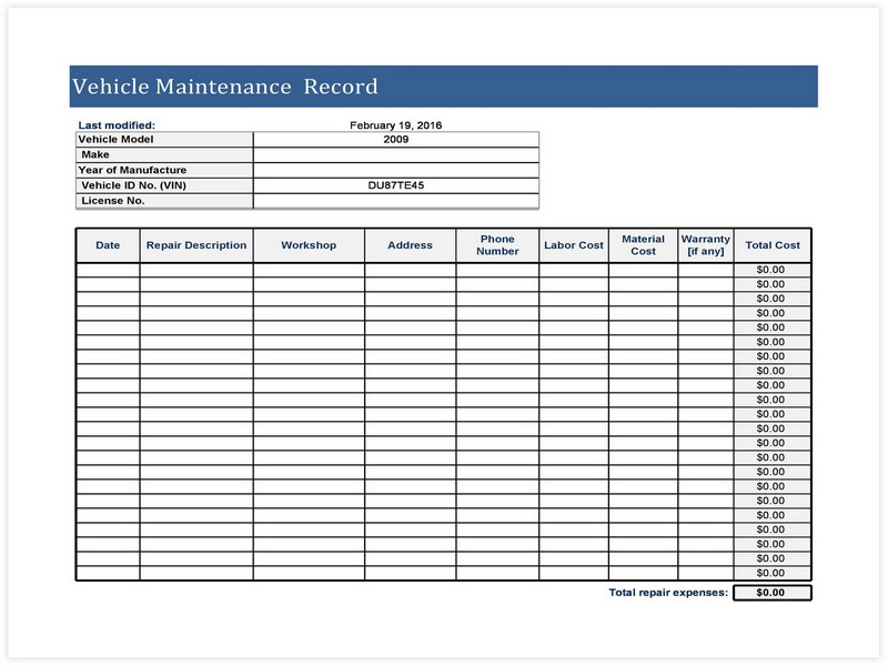 Vehicle Maintenance Schedule template 14
