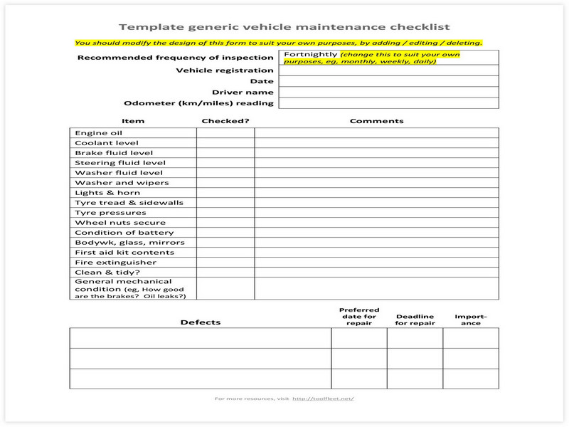 Vehicle Maintenance Schedule template 19