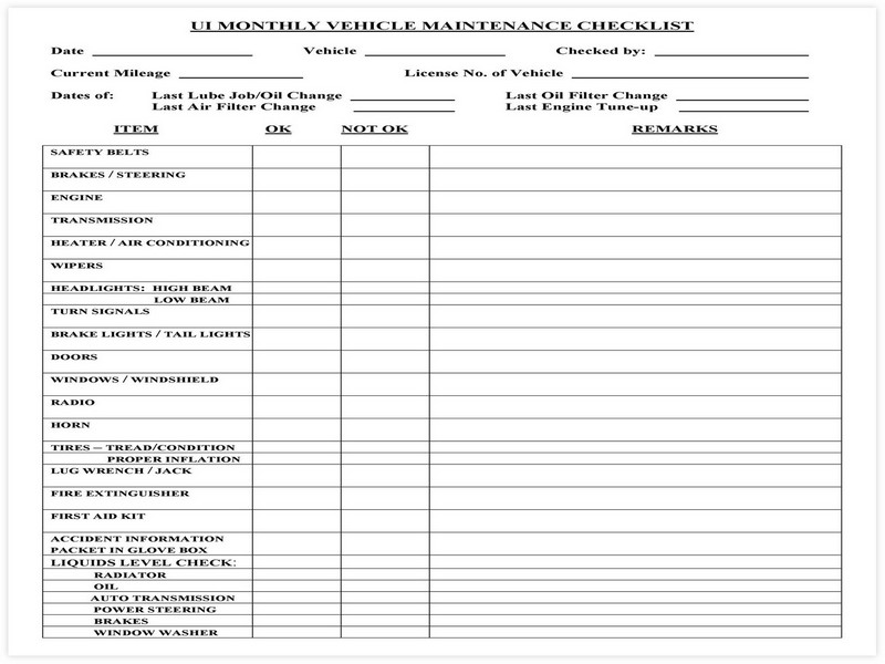 Vehicle Maintenance Schedule template 22