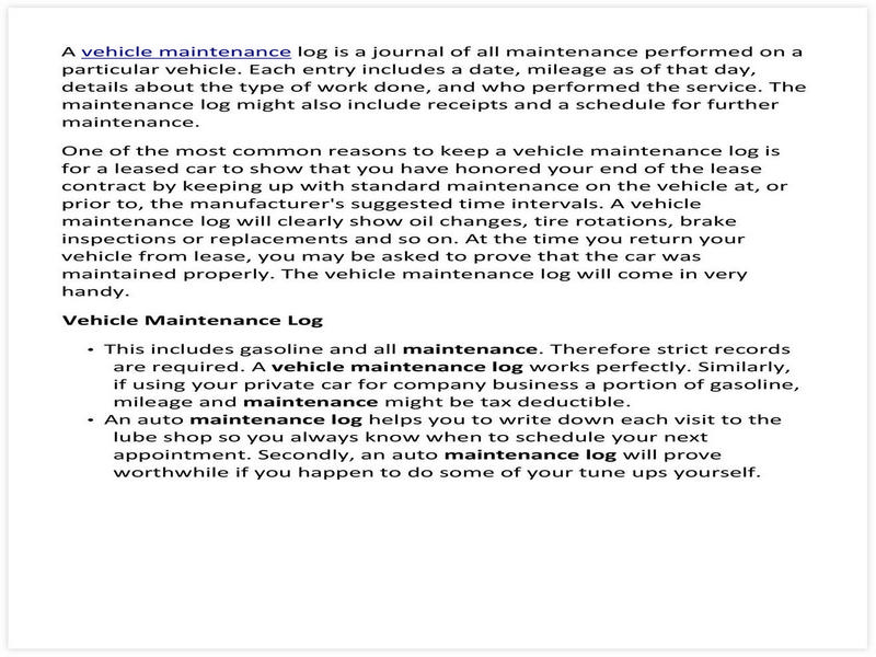 Vehicle Maintenance Schedule template 25