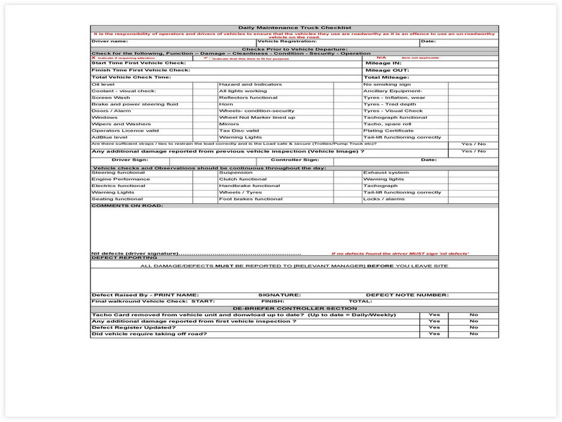 Vehicle Maintenance Schedule template 30