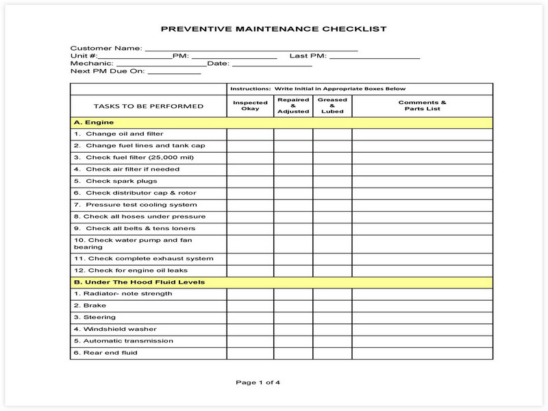 Vehicle Maintenance Schedule template 33