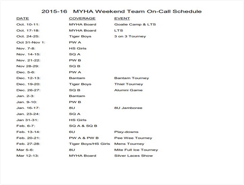 Weekend On Call Schedule Template