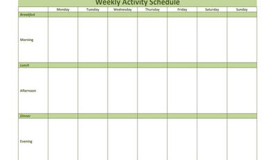 Weekly Activity Schedule Featured