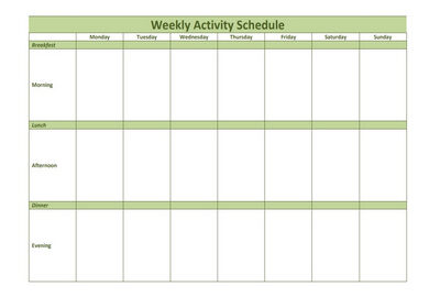 Weekly Activity Schedule Featured