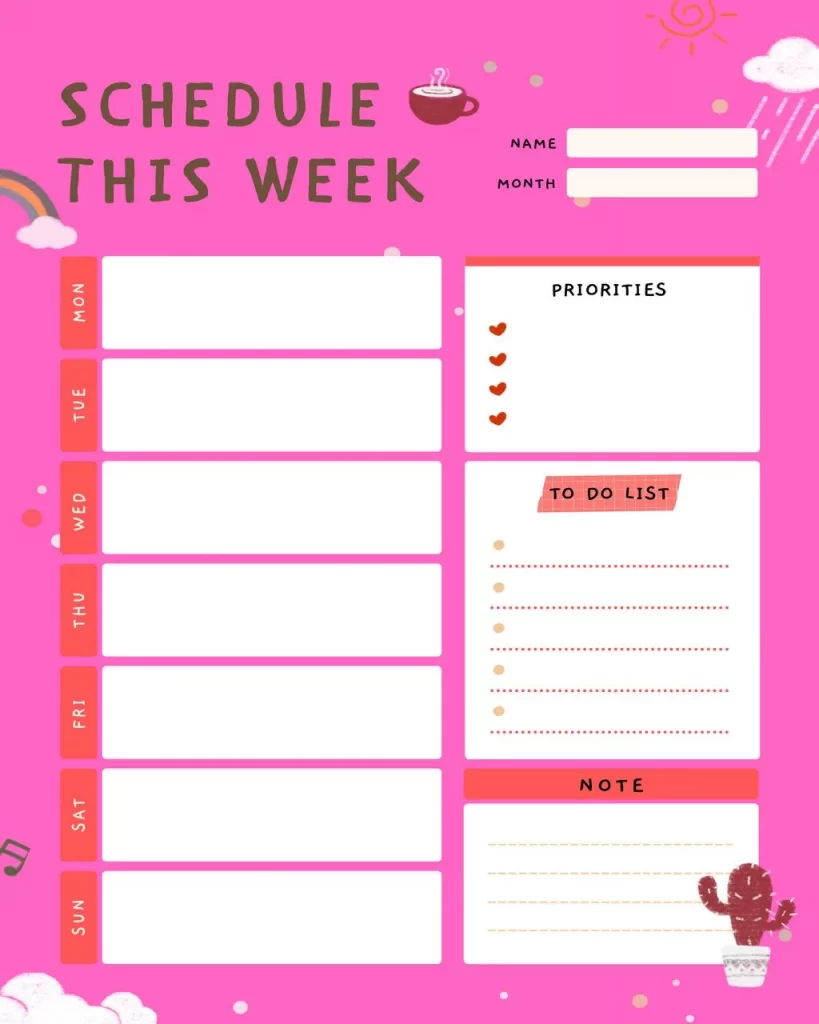 Weekly Schedule Template 03