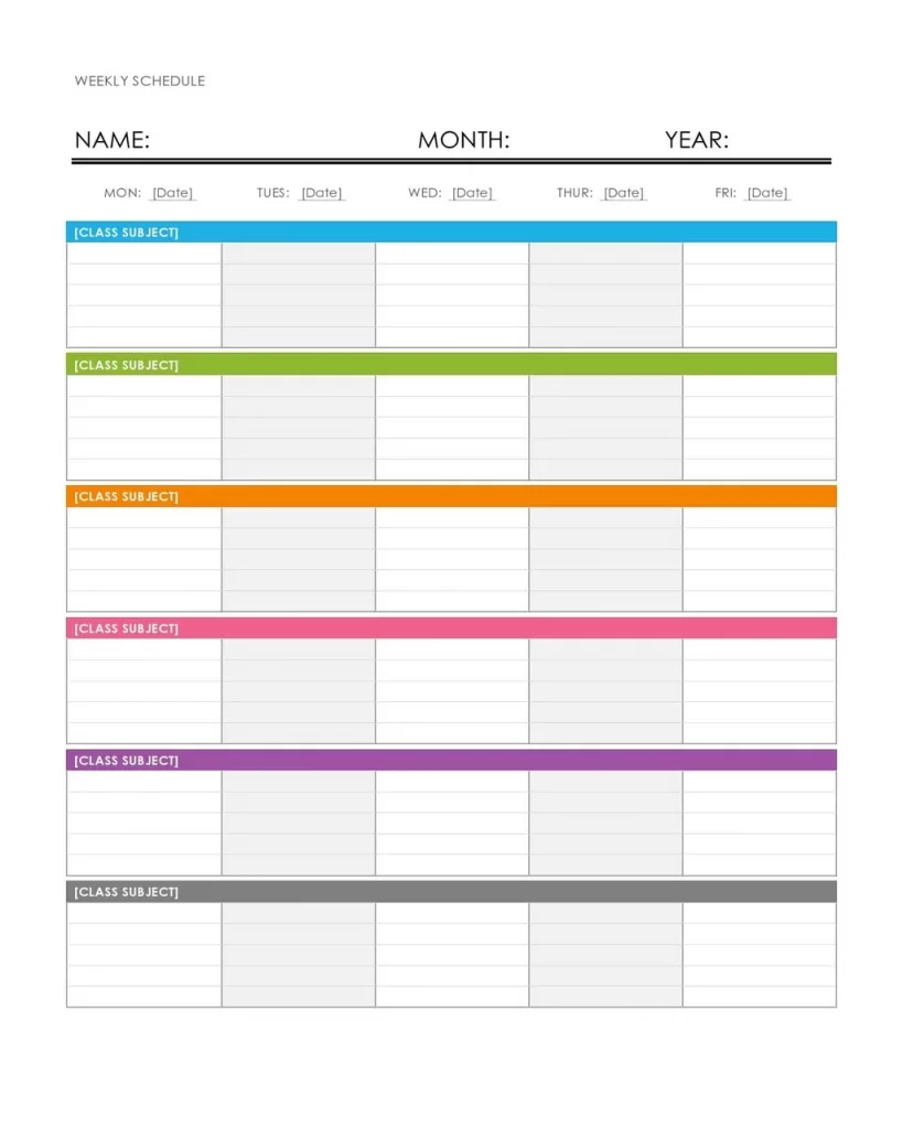 Weekly Schedule Template Excel 32