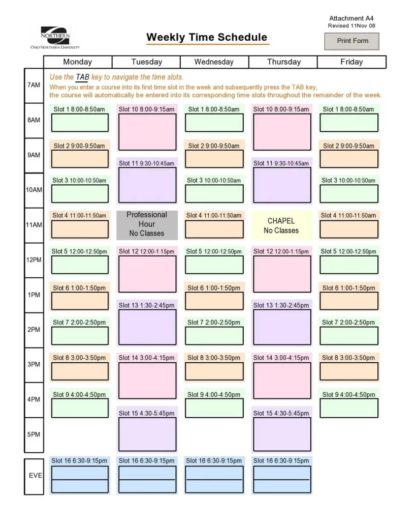 Weekly Schedule Template Excel 34