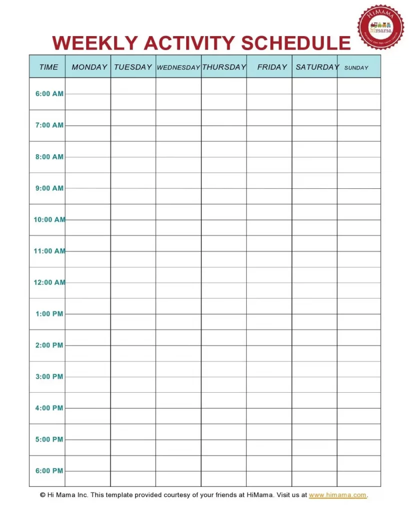 Weekly Schedule Template Excel 43