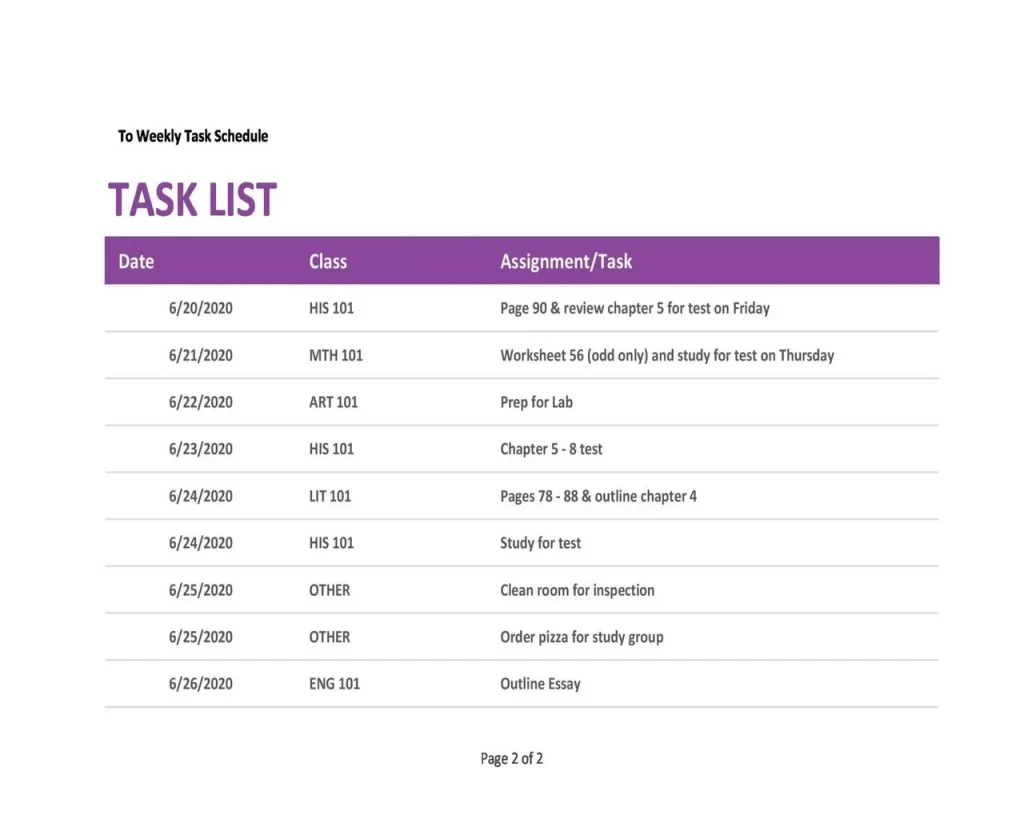 Weekly Schedule Template Word 23