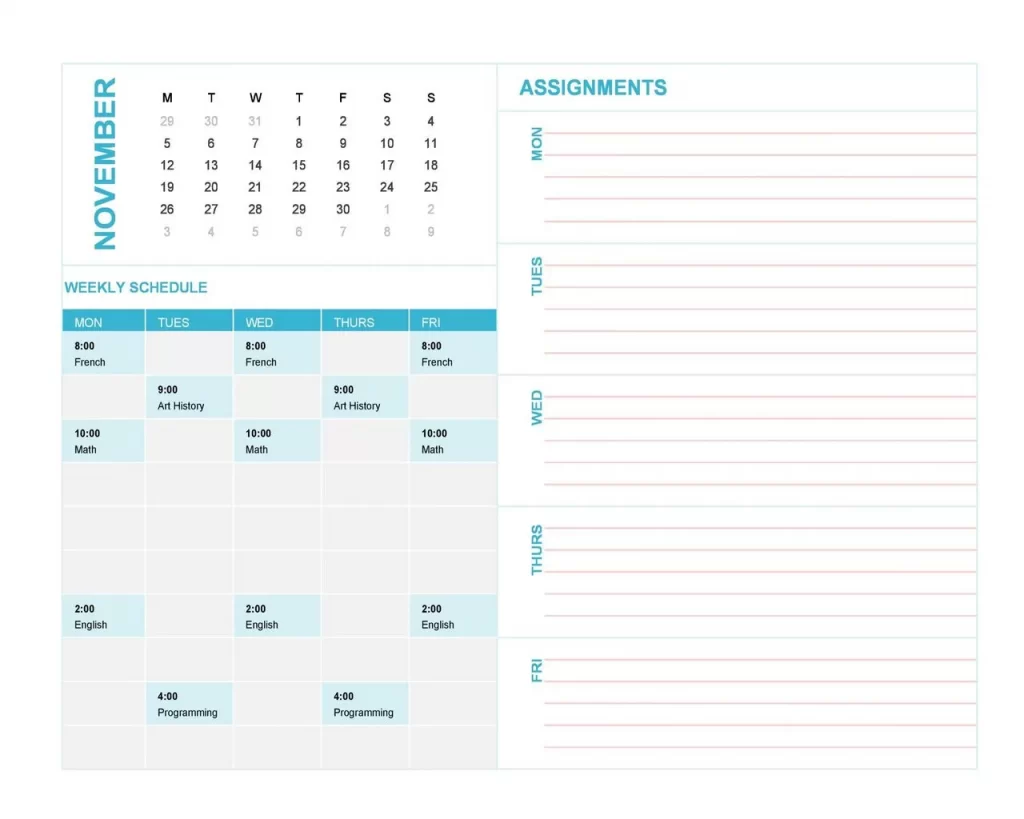 Weekly Schedule Template Word 25