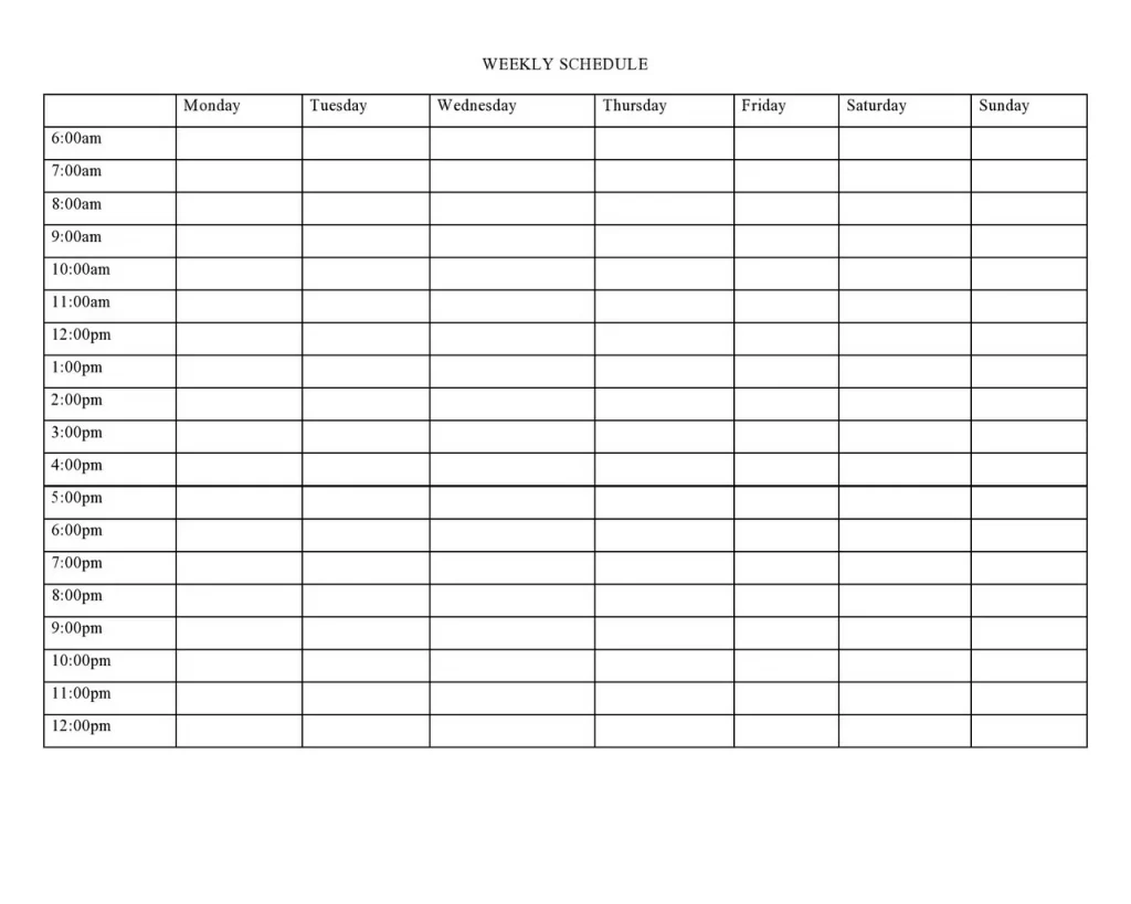 Weekly Schedule Template Word 27