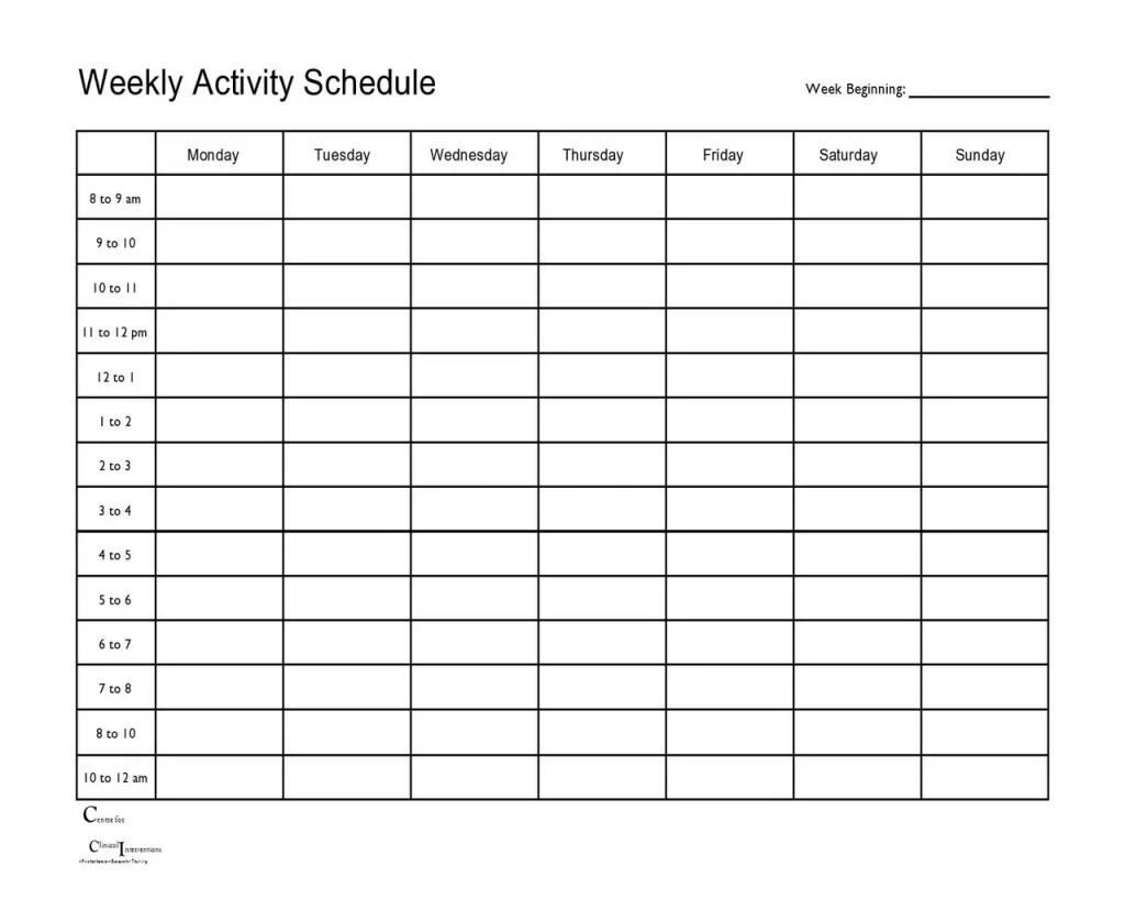 Weekly Schedule Template Word 33