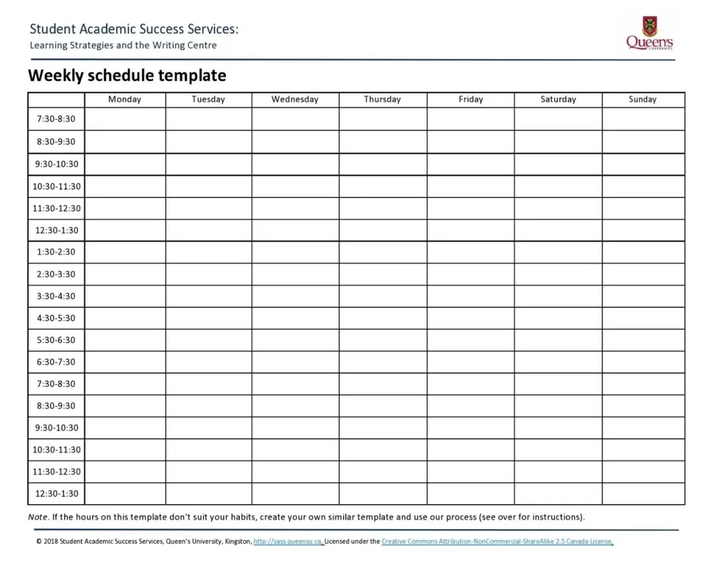 Weekly Schedule Template Word 46