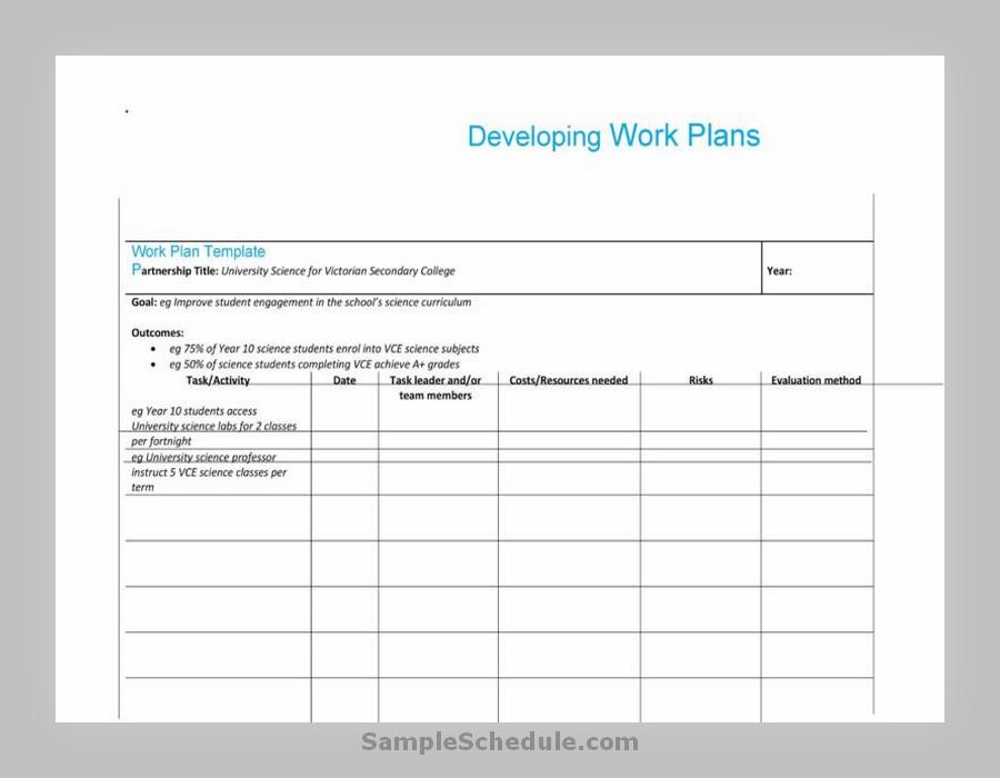 Work Planner Template 20