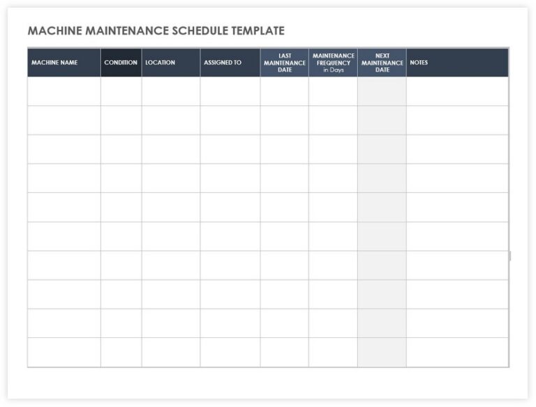 10+ Best Machine Maintenance Schedule Template (PDF WORD EXCEL