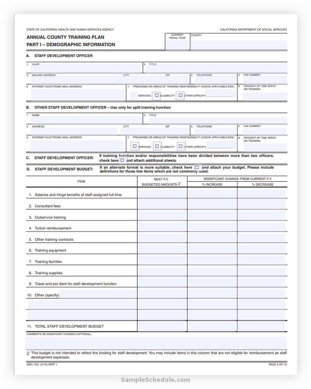 Annual County Training Plan