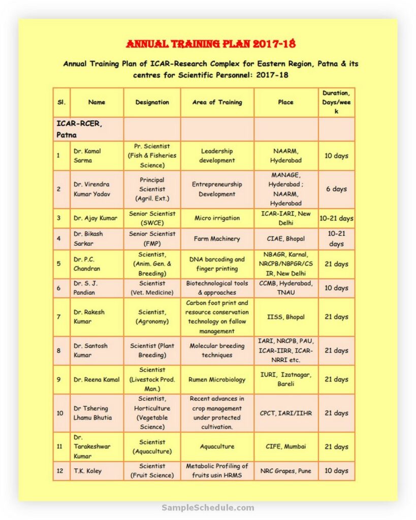 15  Best Annual Training Plan Template Excel Word PDF sample