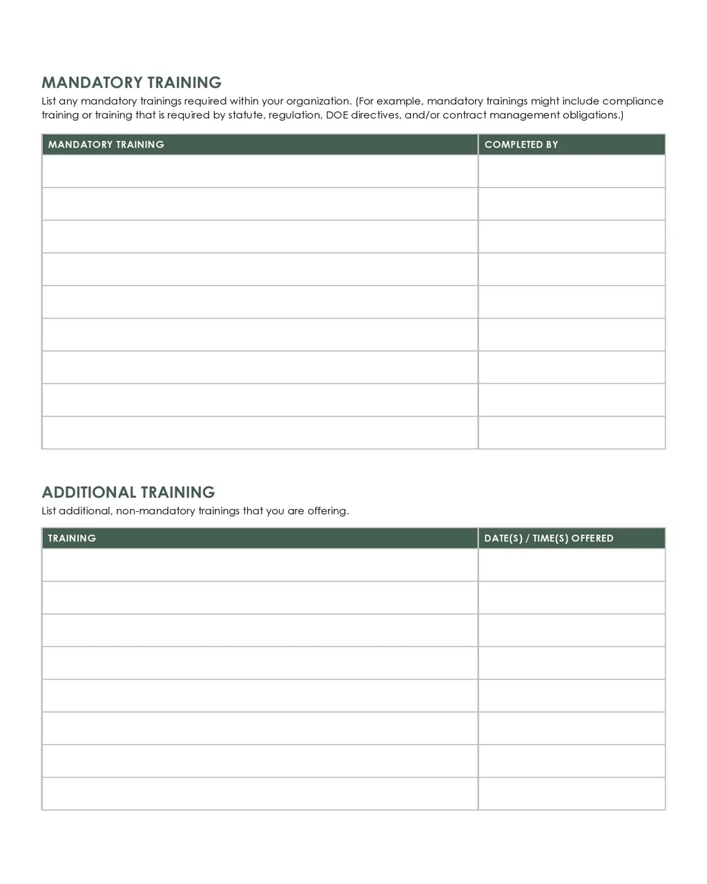 Annual Training Plan Template Excel 05