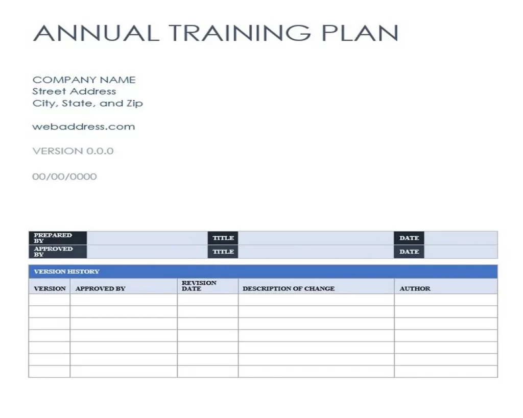 Annual Training Plan Template Excel