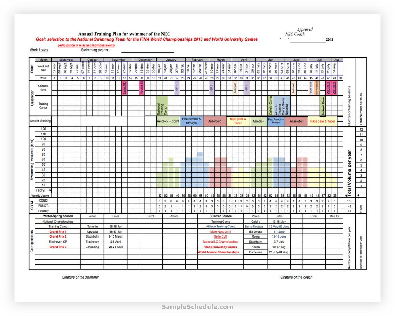 Annual Training Plan for Swimmer