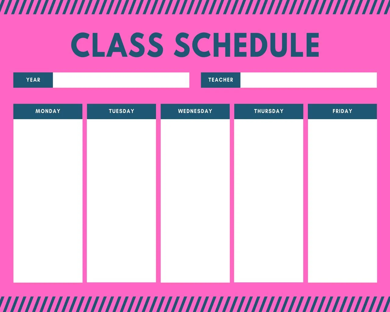 Class Schedule Template Printable 02