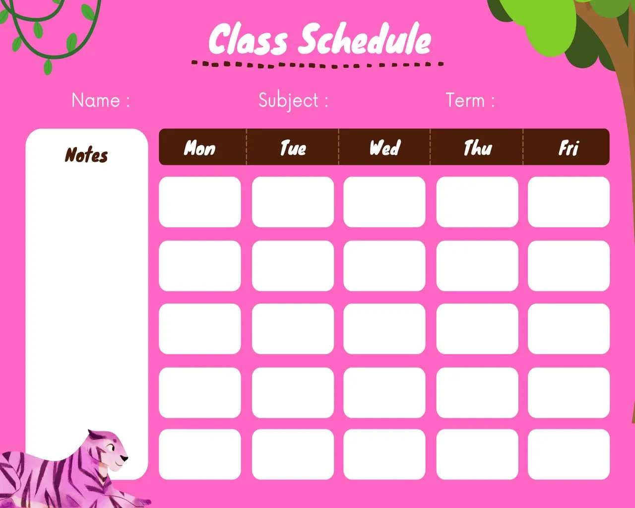 Class Schedule Template Printable 03