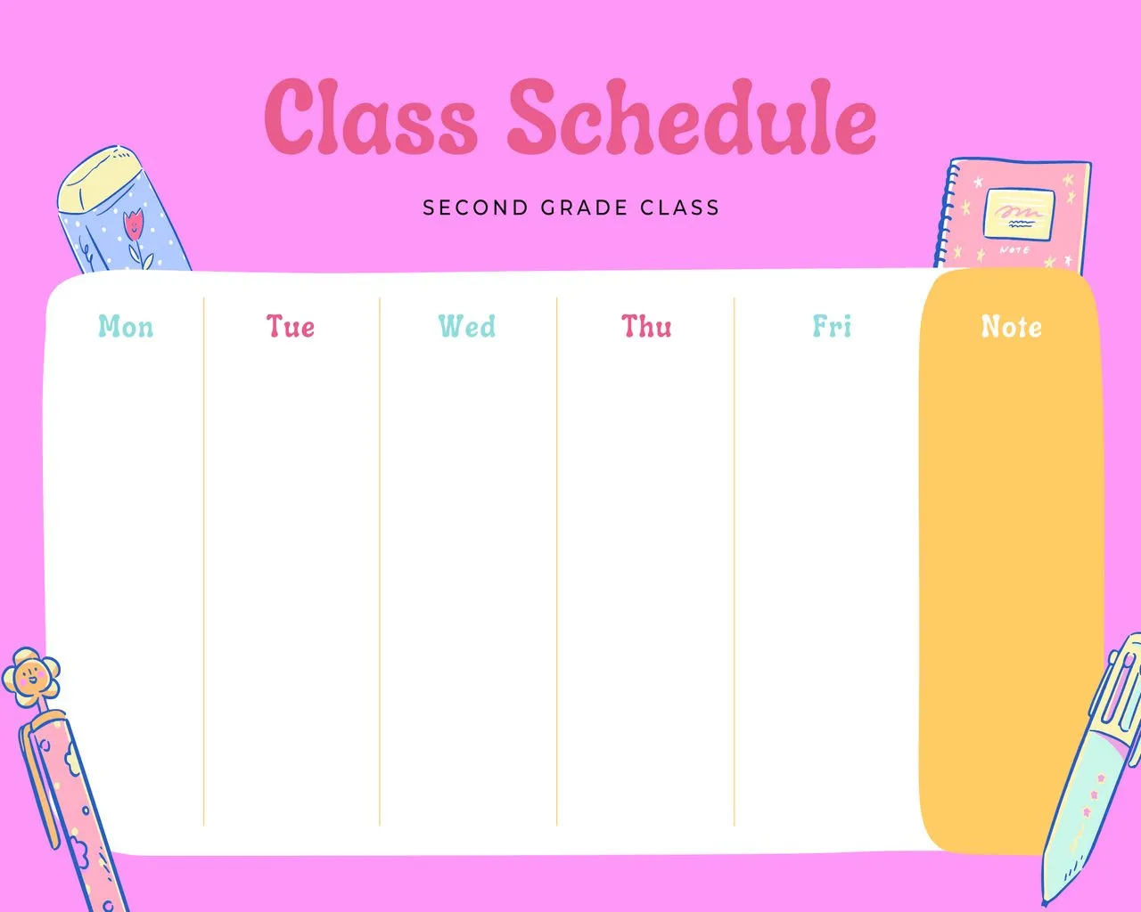 Class Schedule Template Printable 06